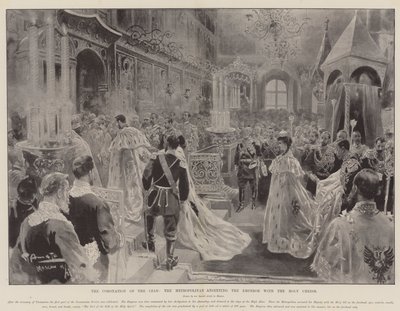 La coronación del Zar, el Metropolitano ungiendo al Emperador con el Santo Crisma de G.S. Amato